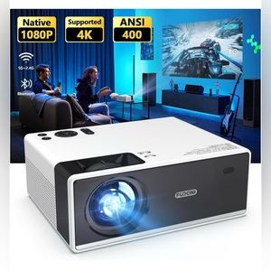 Fudoni 4K Support Projector w/WiFi & Bluetooth, Outdoor Portable Mini Projector